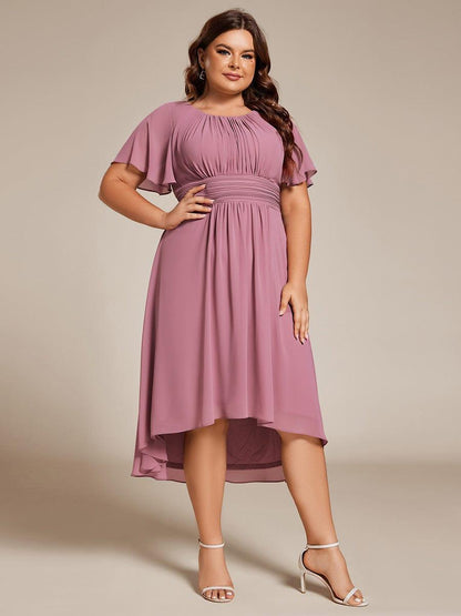 ever EDEN|Flowy Chiffon Round Neckline A-Line Knee Length Wedding Guest Dress