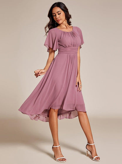 ever EDEN|Flowy Chiffon Round Neckline A-Line Knee Length Wedding Guest Dress