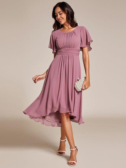 ever EDEN|Flowy Chiffon Round Neckline A-Line Knee Length Wedding Guest Dress
