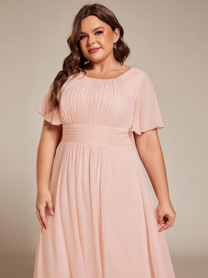 ever EDEN|Flowy Chiffon Round Neckline A-Line Knee Length Wedding Guest Dress