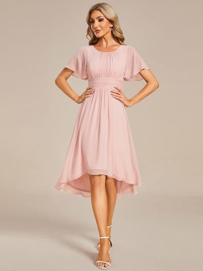 ever EDEN|Flowy Chiffon Round Neckline A-Line Knee Length Wedding Guest Dress