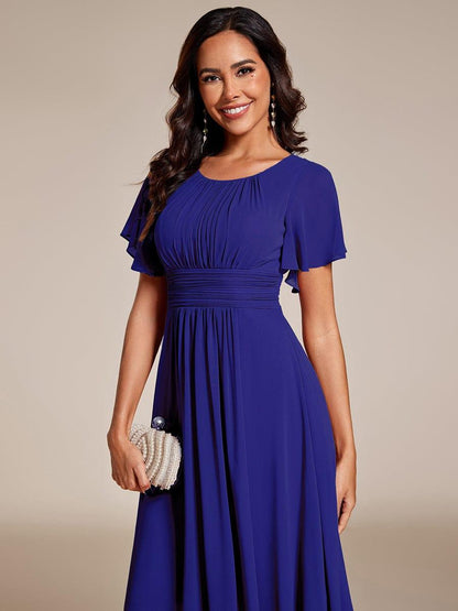 ever EDEN|Flowy Chiffon Round Neckline A-Line Knee Length Wedding Guest Dress