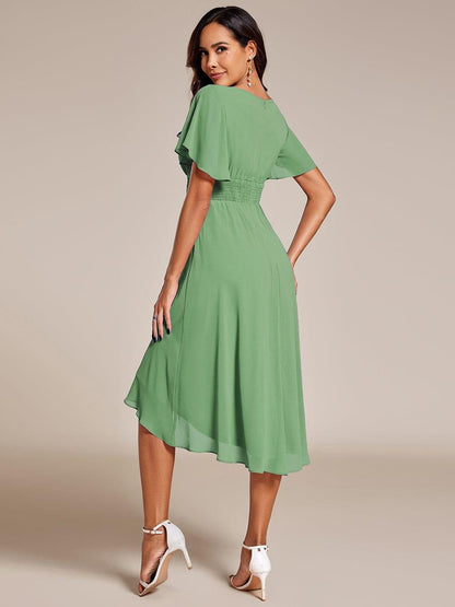 ever EDEN|Flowy Chiffon Round Neckline A-Line Knee Length Wedding Guest Dress
