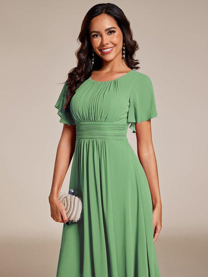 ever EDEN|Flowy Chiffon Round Neckline A-Line Knee Length Wedding Guest Dress