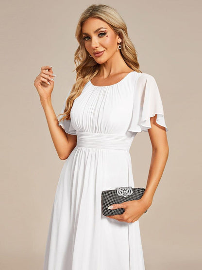ever EDEN|Flowy Chiffon Round Neckline A-Line Knee Length Wedding Guest Dress