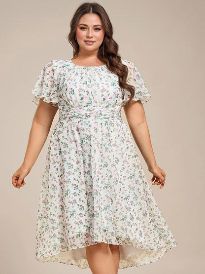 ever EDEN|Flowy Chiffon Round Neckline A-Line Knee Length Wedding Guest Dress
