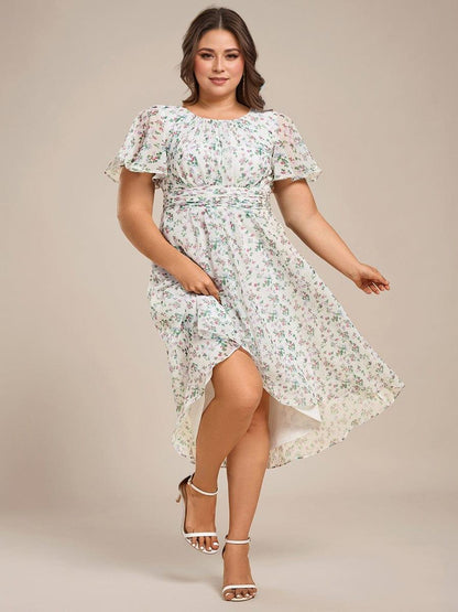 ever EDEN|Flowy Chiffon Round Neckline A-Line Knee Length Wedding Guest Dress