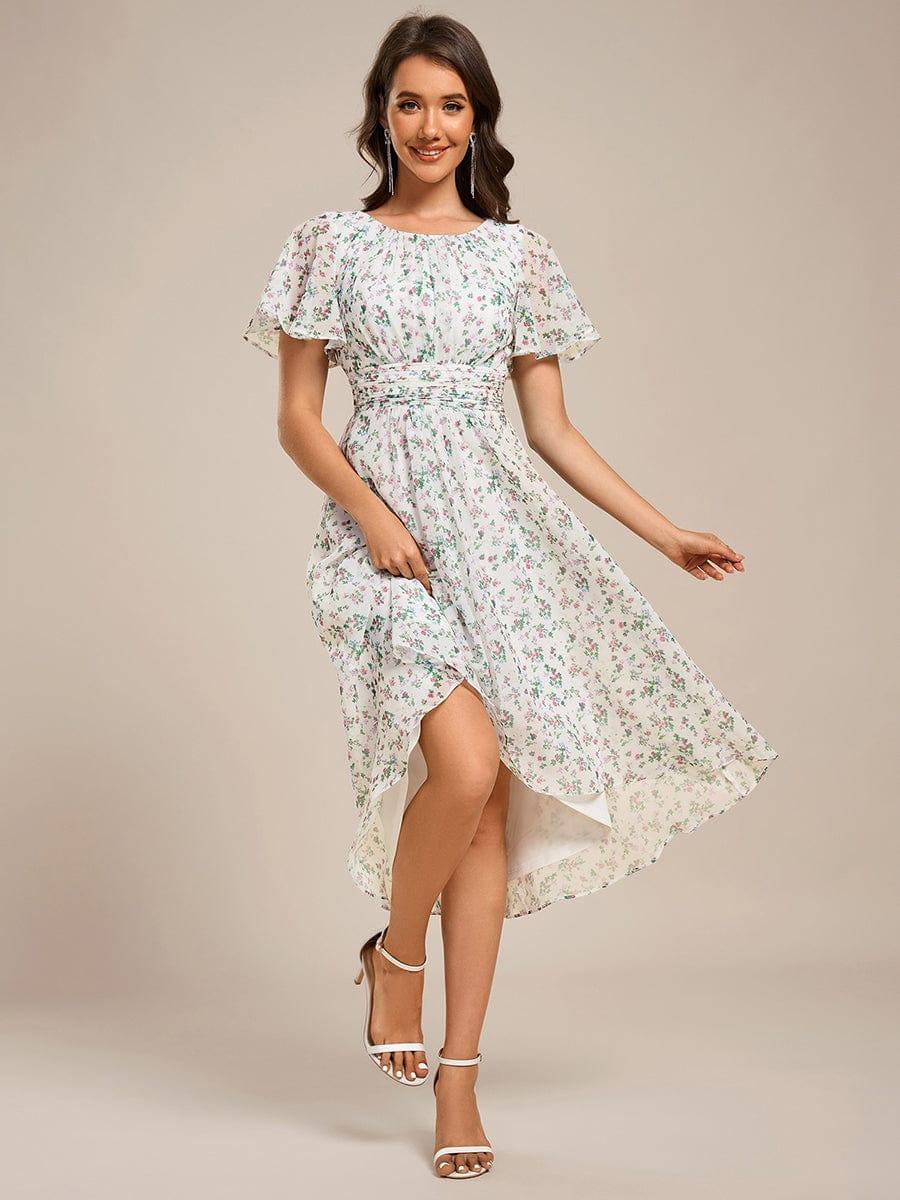 ever EDEN|Flowy Chiffon Round Neckline A-Line Knee Length Wedding Guest Dress