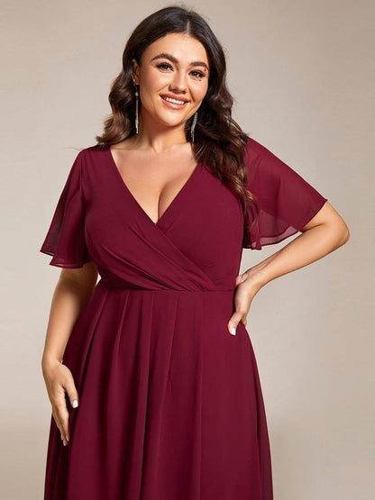 ever LARK|Chiffon Elegance Short Sleeve High-Low Wedding Guest Dress