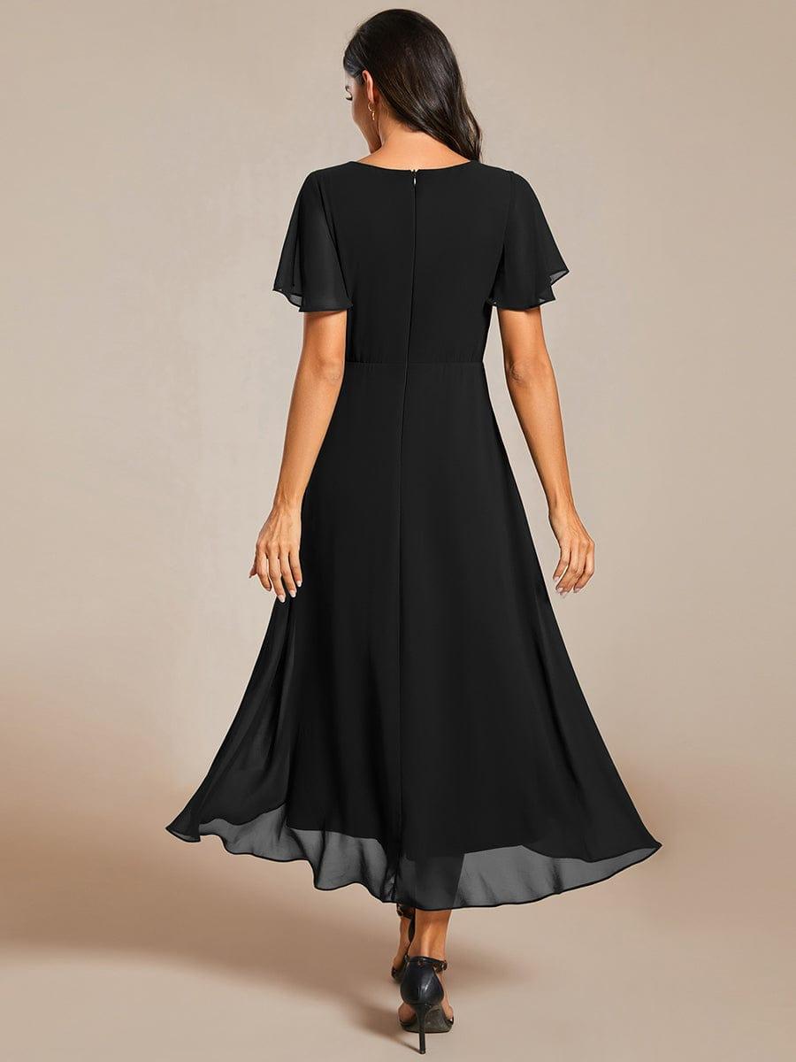 ever LARK|Chiffon Elegance Short Sleeve High-Low Wedding Guest Dress