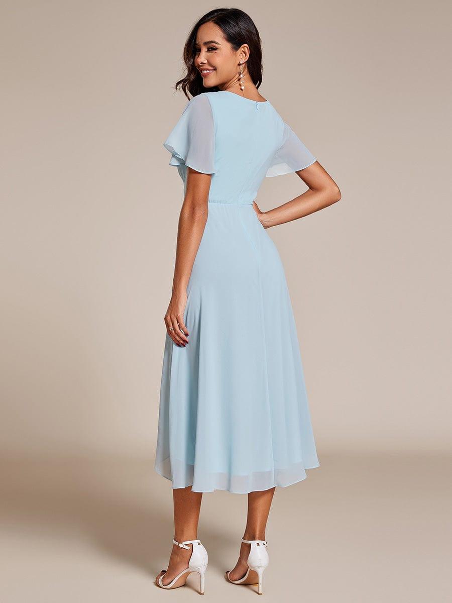 ever LARK|Chiffon Elegance Short Sleeve High-Low Wedding Guest Dress