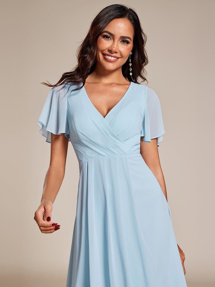 ever LARK|Chiffon Elegance Short Sleeve High-Low Wedding Guest Dress