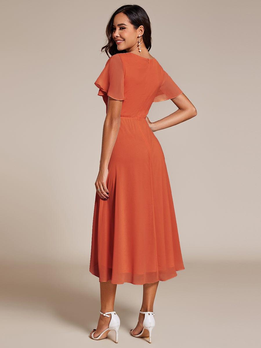 ever LARK|Chiffon Elegance Short Sleeve High-Low Wedding Guest Dress