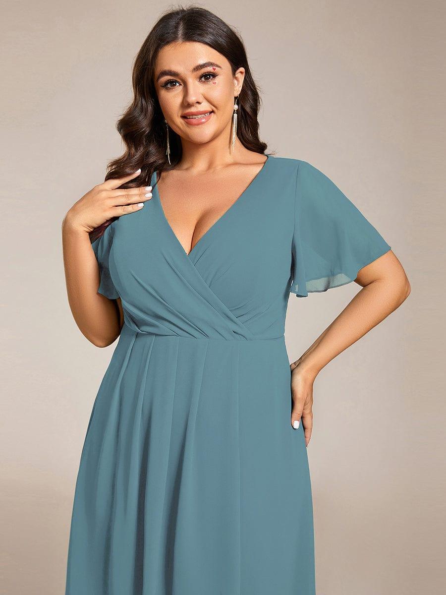 ever LARK|Chiffon Elegance Short Sleeve High-Low Wedding Guest Dress