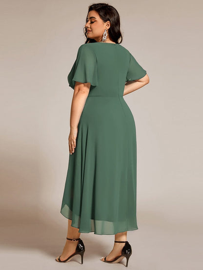 ever LARK|Chiffon Elegance Short Sleeve High-Low Wedding Guest Dress