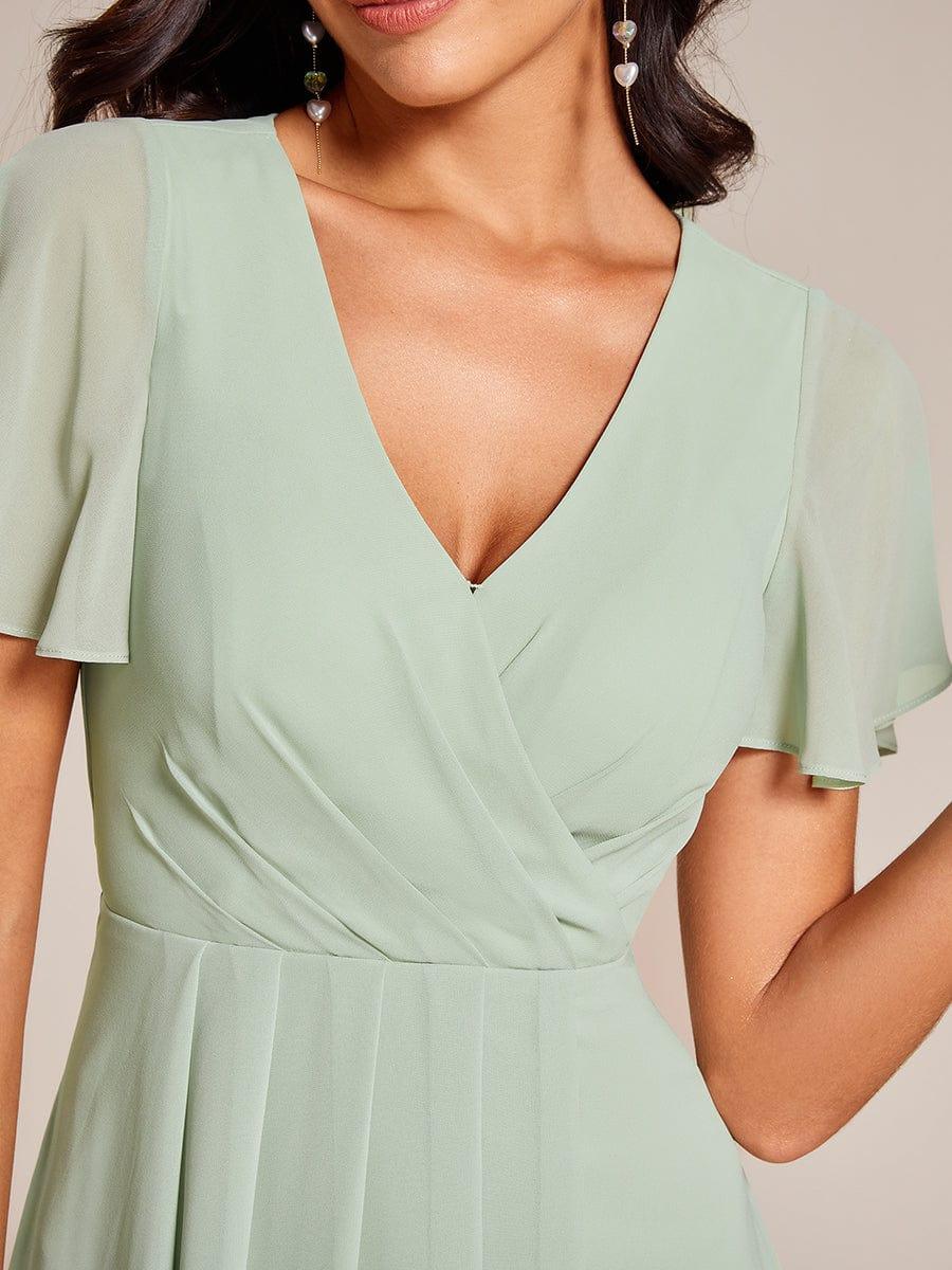 ever LARK|Chiffon Elegance Short Sleeve High-Low Wedding Guest Dress