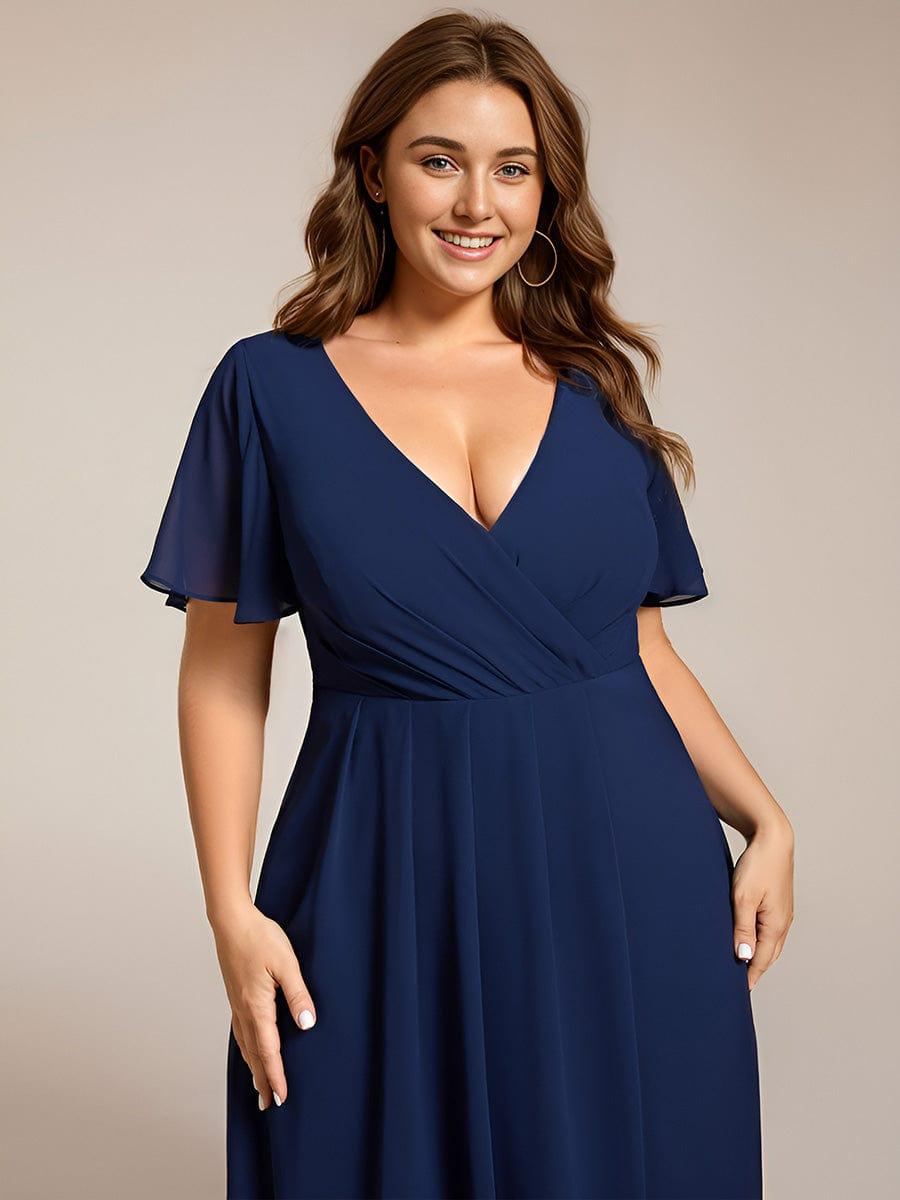 ever LARK|Chiffon Elegance Short Sleeve High-Low Wedding Guest Dress