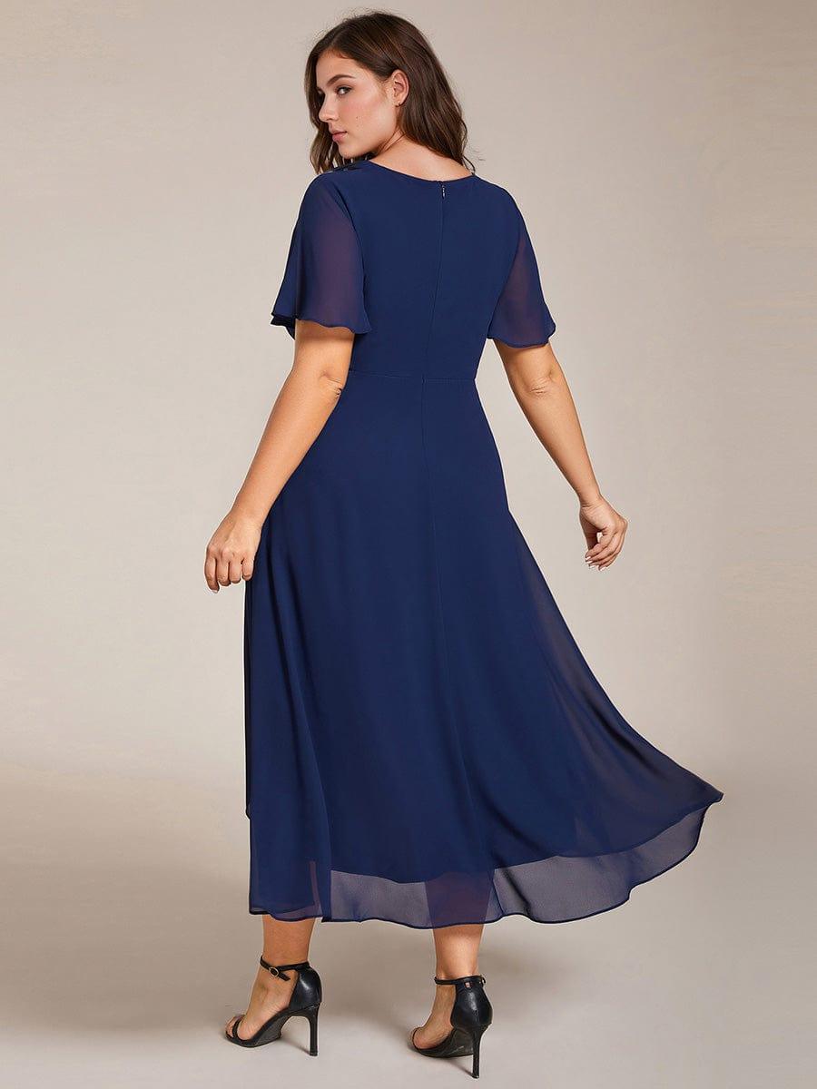 ever LARK|Chiffon Elegance Short Sleeve High-Low Wedding Guest Dress