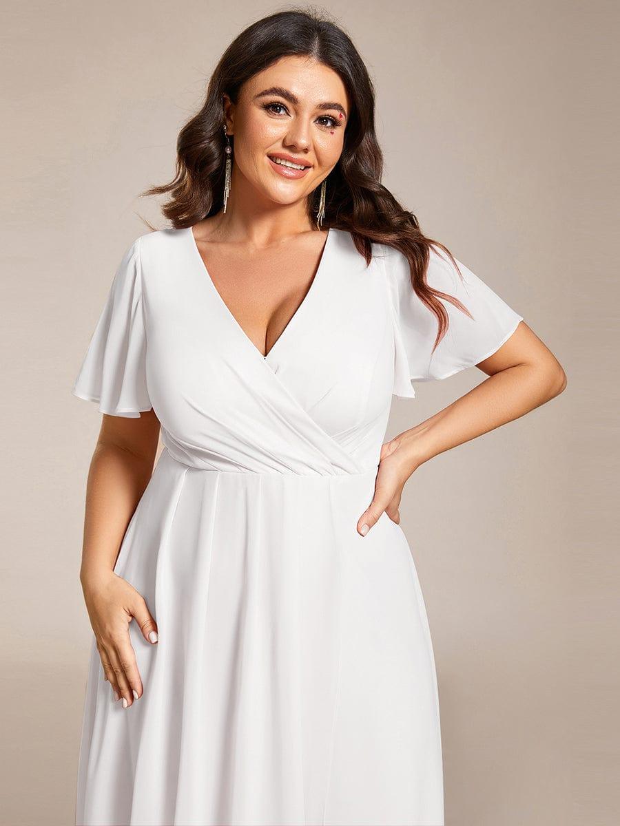 ever LARK|Chiffon Elegance Short Sleeve High-Low Wedding Guest Dress