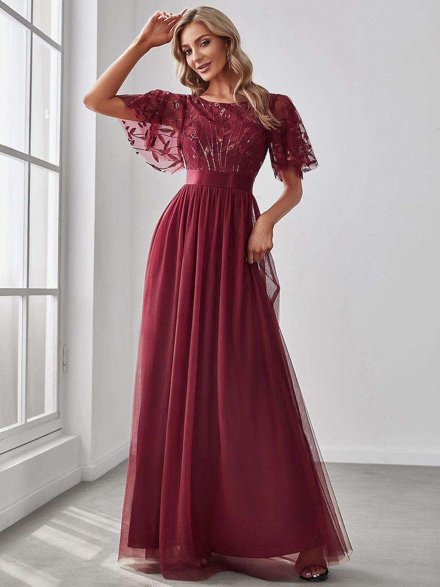 ever SAPHIR|Robes de cérémonie longues à manches courtes et broderies A-Line