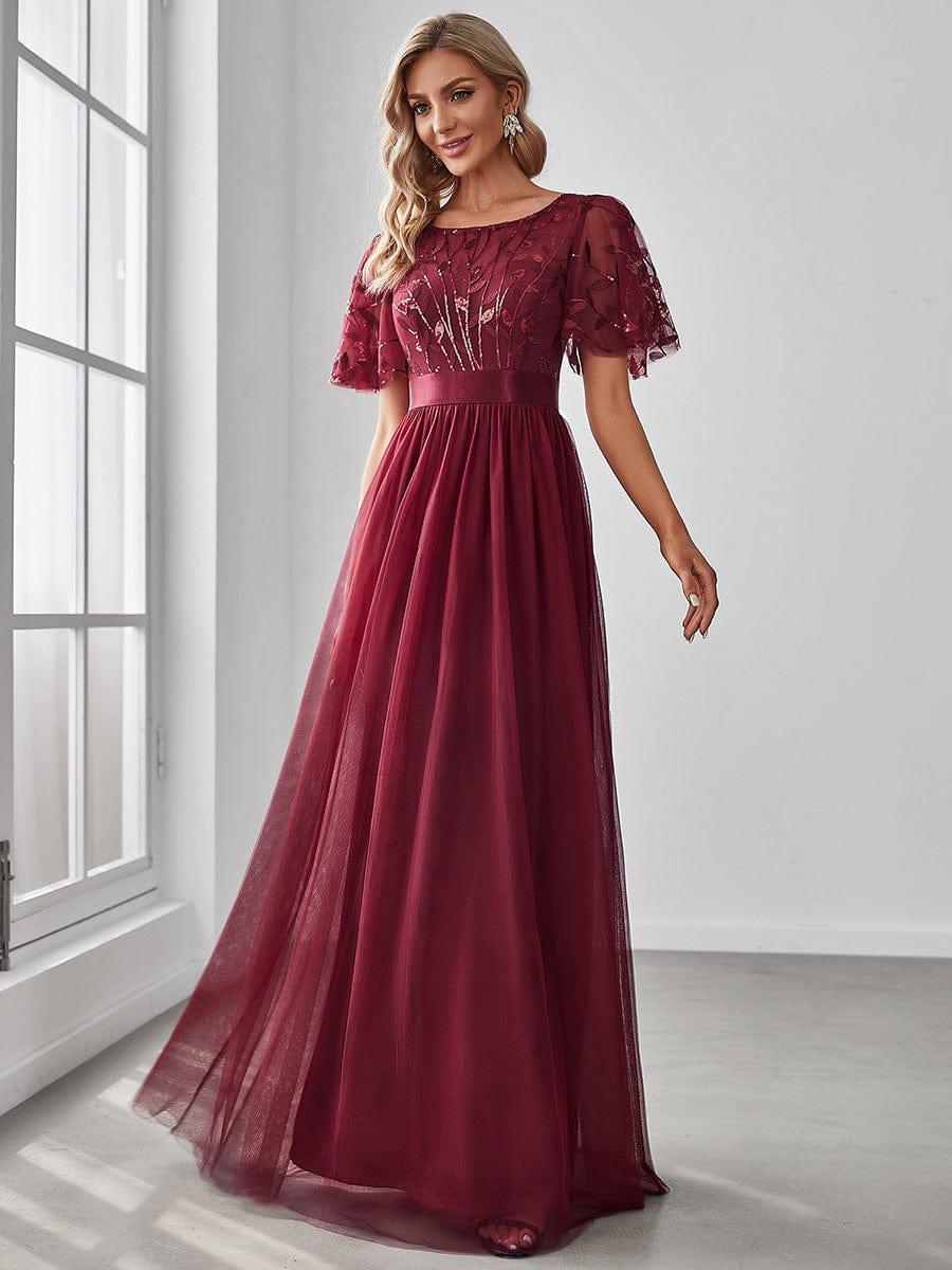 ever SAPHIR|Robes de cérémonie longues à manches courtes et broderies A-Line