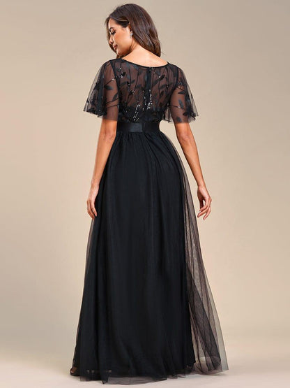 ever SAPHIR|Robes de cérémonie longues à manches courtes et broderies A-Line