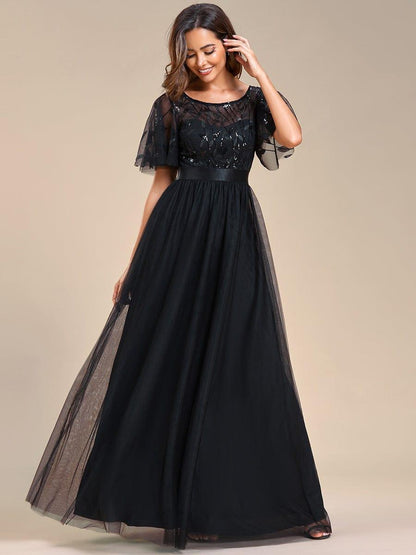 ever SAPHIR|Robes de cérémonie longues à manches courtes et broderies A-Line