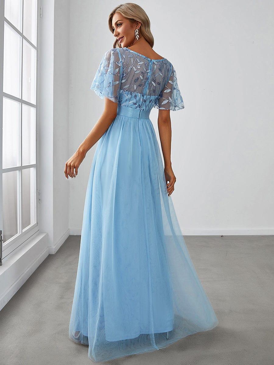 ever SAPHIR|Robes de cérémonie longues à manches courtes et broderies A-Line