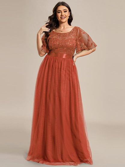 ever SAPHIR|Robes de cérémonie longues à manches courtes et broderies A-Line