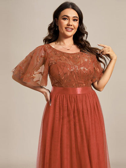 ever SAPHIR|Robes de cérémonie longues à manches courtes et broderies A-Line