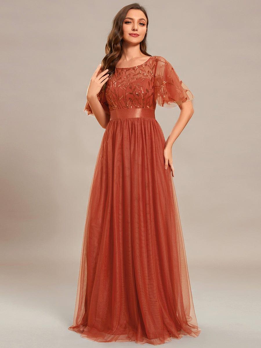 ever SAPHIR|Women's A-Line Short Sleeve Embroidery Floor Length Wedding Guest Dresses