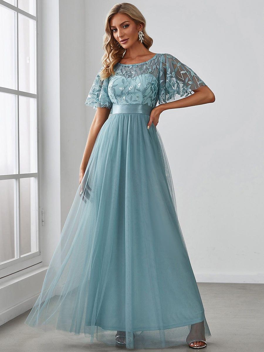 ever SAPHIR|Robes de cérémonie longues à manches courtes et broderies A-Line