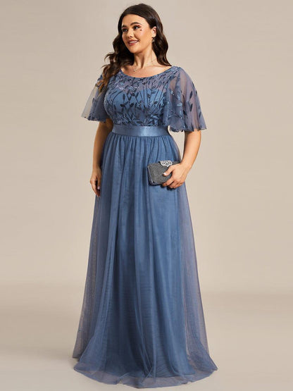 ever SAPHIR|Robes de cérémonie longues à manches courtes et broderies A-Line
