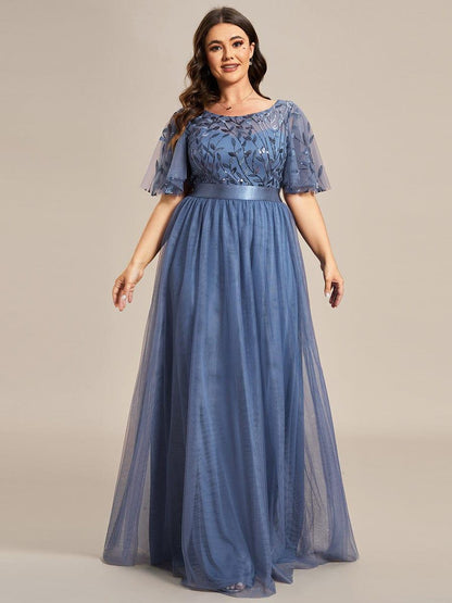 ever SAPHIR|Robes de cérémonie longues à manches courtes et broderies A-Line