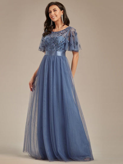 ever SAPHIR|Robes de cérémonie longues à manches courtes et broderies A-Line