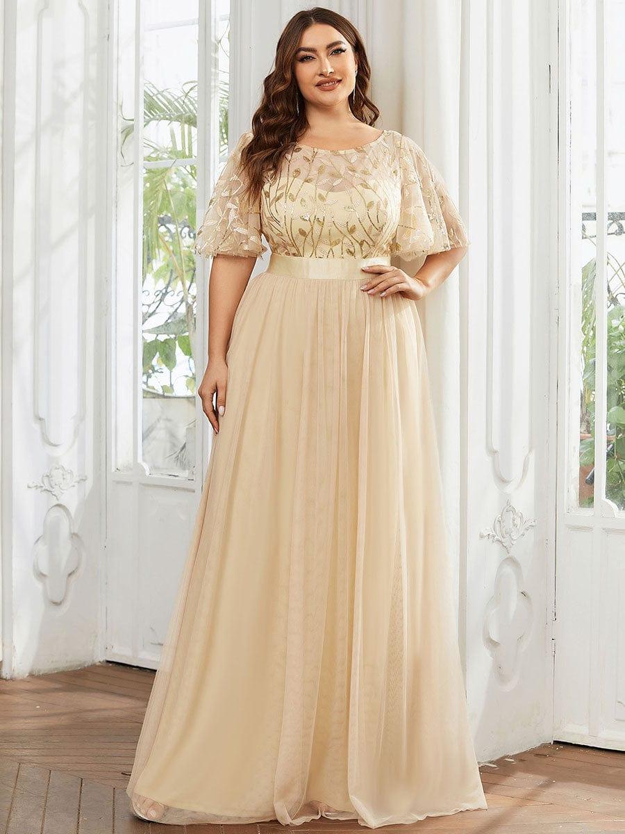 ever SAPHIR|Robes de cérémonie longues à manches courtes et broderies A-Line