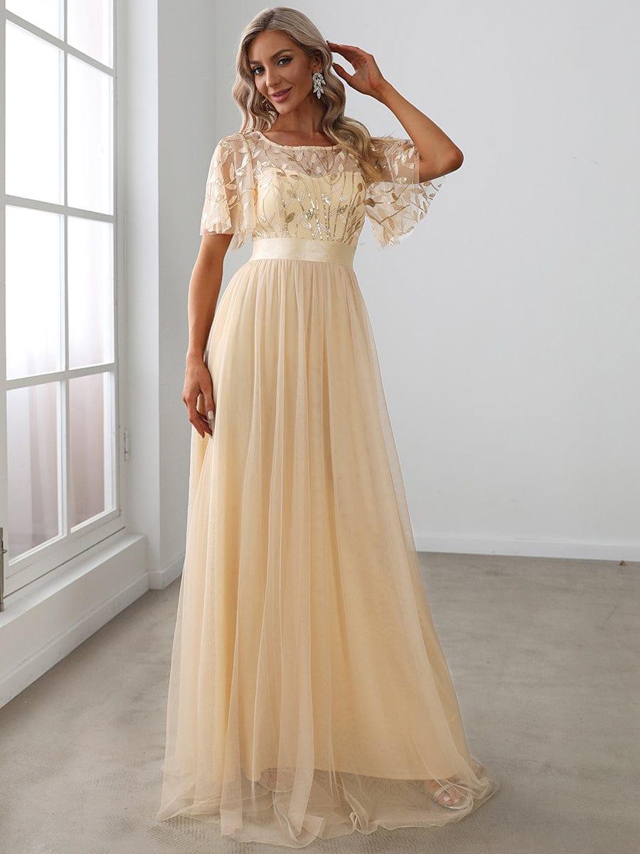 ever SAPHIR|Robes de cérémonie longues à manches courtes et broderies A-Line