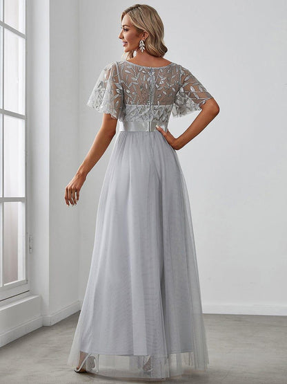 ever SAPHIR|Robes de cérémonie longues à manches courtes et broderies A-Line