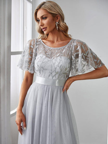 ever SAPHIR|Robes de cérémonie longues à manches courtes et broderies A-Line