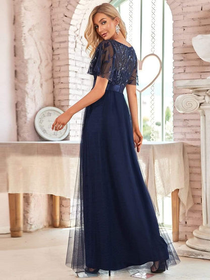 ever SAPHIR|Robes de cérémonie longues à manches courtes et broderies A-Line