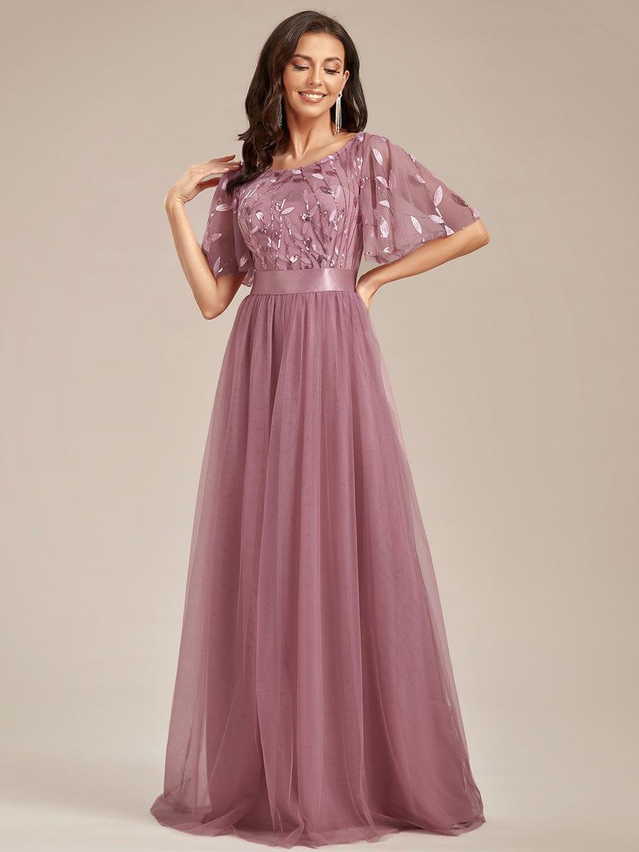 ever SAPHIR|Robes de cérémonie longues à manches courtes et broderies A-Line