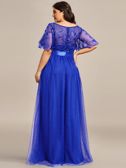 ever SAPHIR|Women's A-Line Short Sleeve Embroidery Floor Length Wedding Guest Dresses