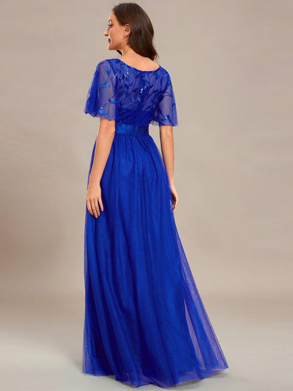 ever SAPHIR|Robes de cérémonie longues à manches courtes et broderies A-Line