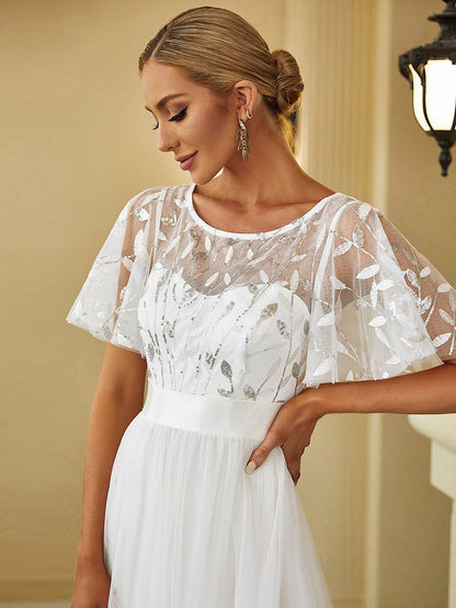 ever SAPHIR|Robes de cérémonie longues à manches courtes et broderies A-Line