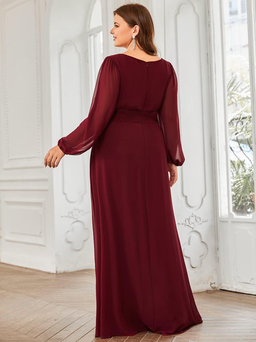 ever CELESTE|Chiffon Long Sleeve Pleated Floor Length Dress