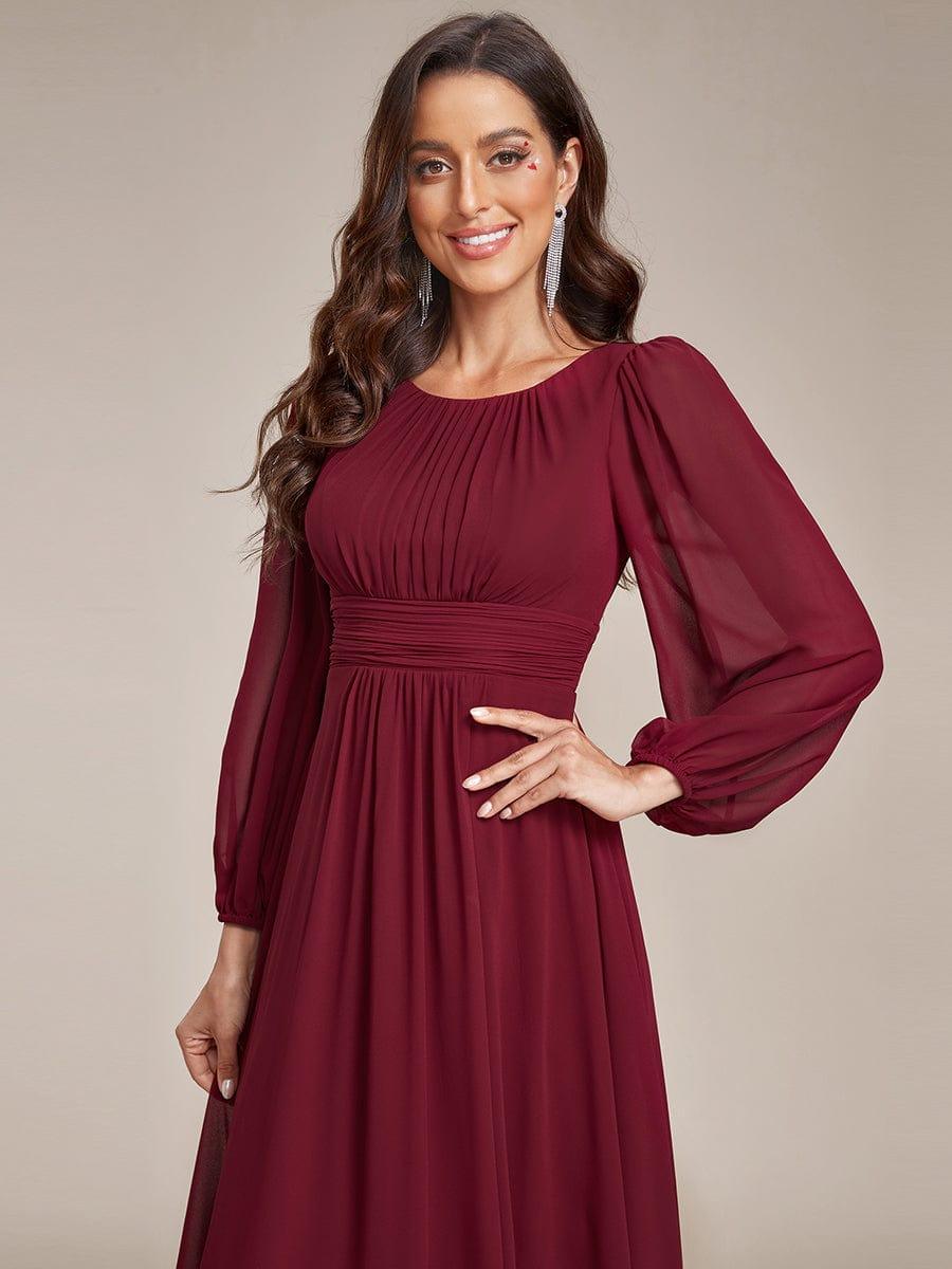 ever CELESTE|Chiffon Long Sleeve Pleated Floor Length Dress