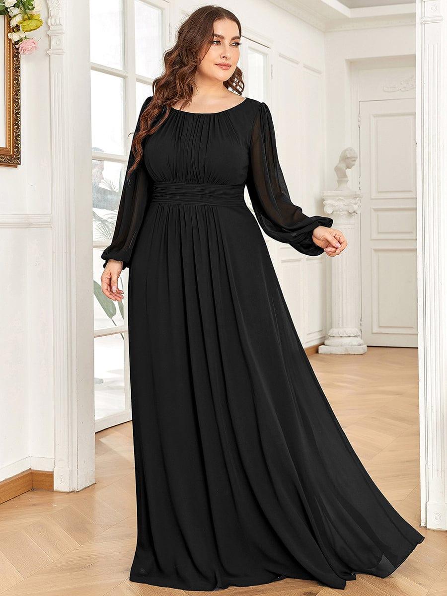 ever CELESTE|Chiffon Long Sleeve Pleated Floor Length Dress