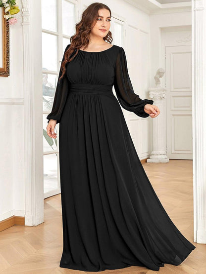 ever CELESTE|Chiffon Long Sleeve Pleated Floor Length Dress