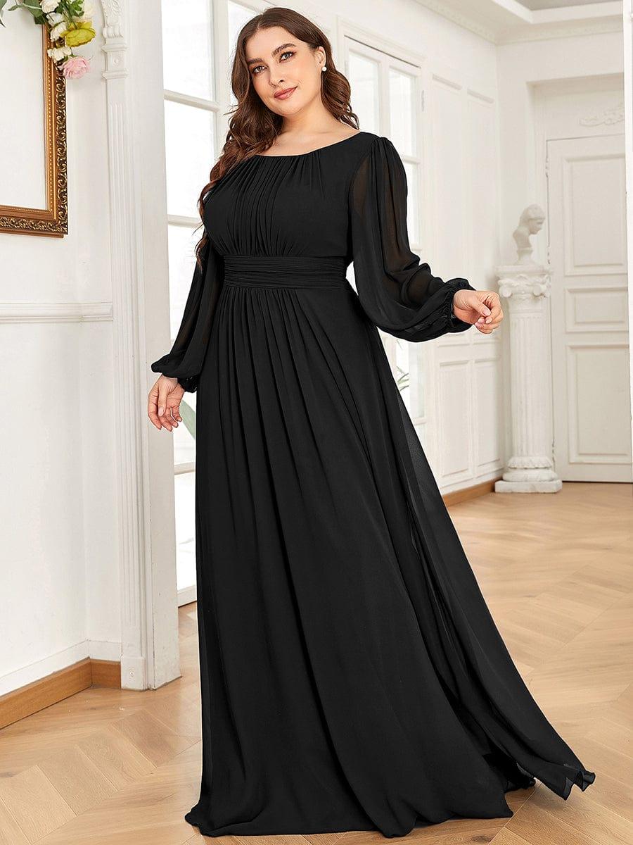 ever CELESTE|Chiffon Long Sleeve Pleated Floor Length Dress