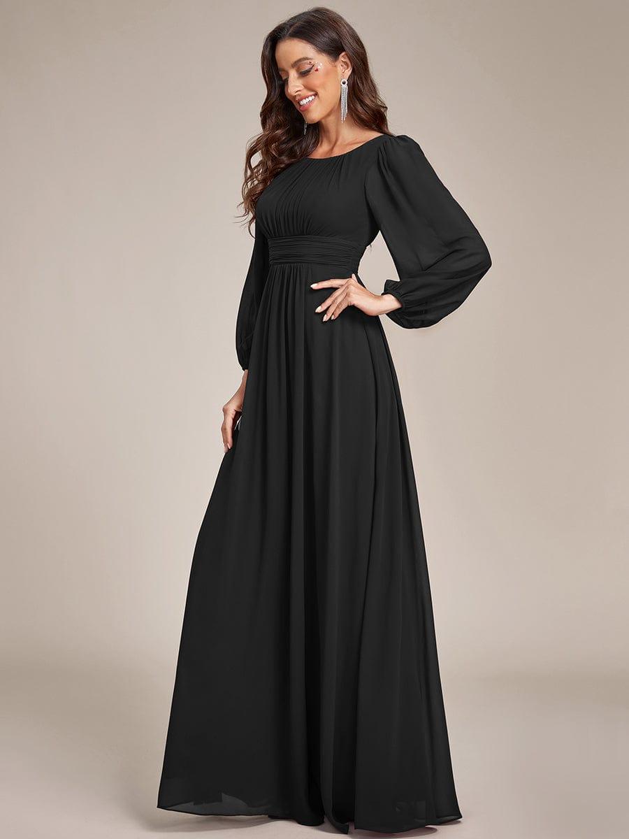 ever CELESTE|Chiffon Long Sleeve Pleated Floor Length Dress